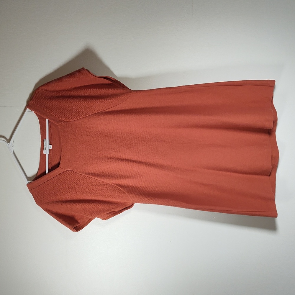 Madewell Texture & Thread Square Neck Ribbed Orange Dress S - Picture 4 of 12